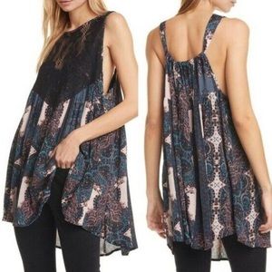 Free People Black Count Me In Trapeze Lace Tunic Top